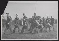 Photograph of Air Force ROTC Drum and Bugle Corps marching